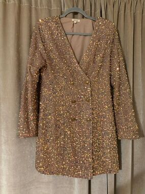Sequin Embellished Brown Party Dress